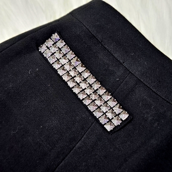 Walter Baker ✦ Black Mini Skirt ✦ Silver Stud Hem Two-Pocket Zip-Up Sz 0 - Picture 6 of 16